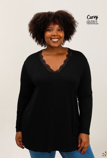 Picture of CURVY GIRL TOP WITH LACE NECK LINE